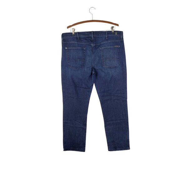7 For All Mankind 7FAM Slimmy Jeans Dark Blue Wash Denim Mens Size 38 x 28.25 - Picture 2 of 10
